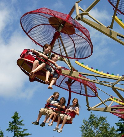 Emily and James on a ride at Sandspit
